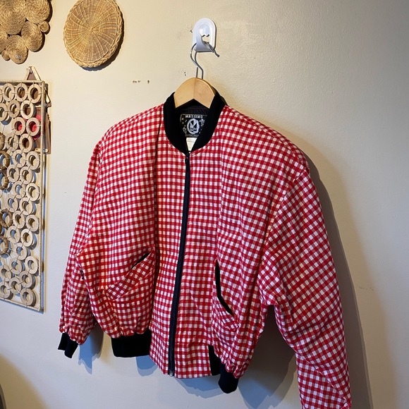 Mossino massimo small red checkered cotton/ polyester lightweight bomber jacket… - Picture 3 of 6